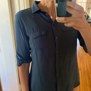 LOFT Blouse, Green, Chiffon-Smooth